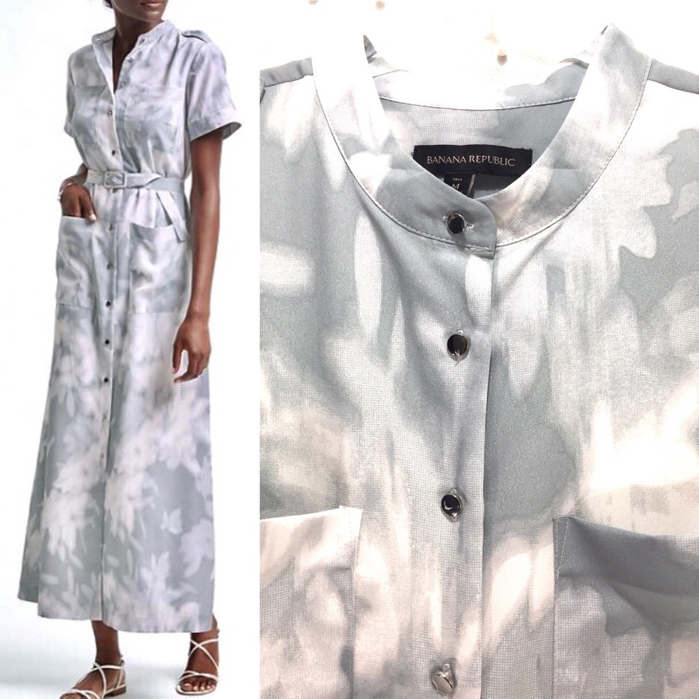 Banana Republic Print Utility Shirt Dress Sz M NWT